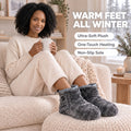 Warm feet all winter: ultra soft plush, one touch heating, non slip sole