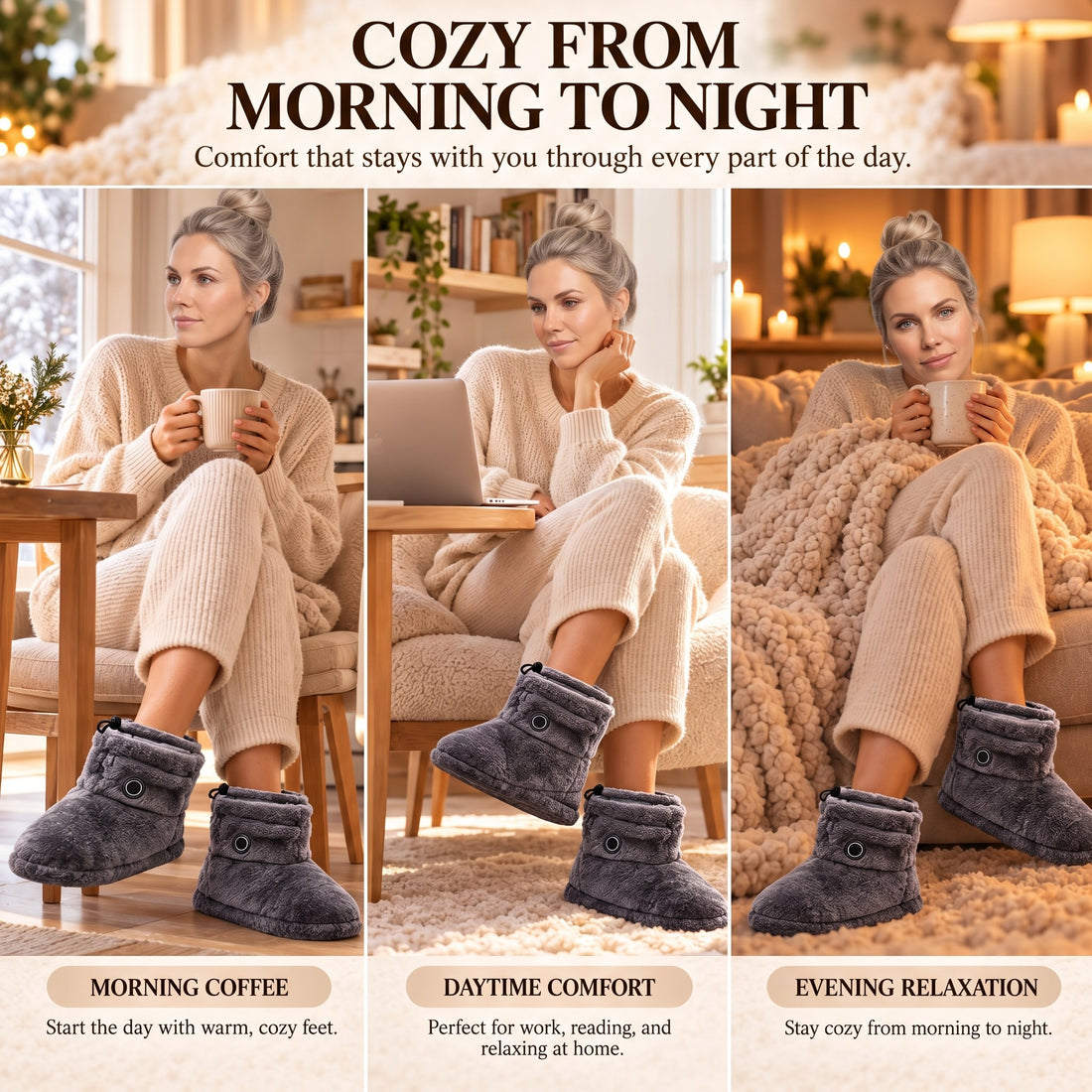 Cozy from morning to night in La Nocte heated slipper boots