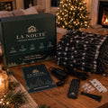 La Nocte box with LED curtain lights, remote, quick start guide and mounting accessories