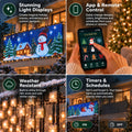 Stunning light displays, app and remote control, weather resistant, timers and schedules