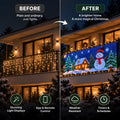 Before and after: an ordinary balcony transformed by La Nocte animated LED curtain lights
