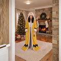 La Nocte heated robe, Charlie Brown style, worn by the Christmas tree