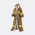 La Nocte heated robe, Camel & Cream Sherpa style, with reflective stripes