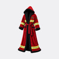 La Nocte heated robe, Red & Black Sherpa style, with reflective stripes