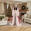 La Nocte heated robe, Snoopy style, worn by the Christmas tree