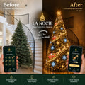 Christmas tree before and after La Nocte animated lights